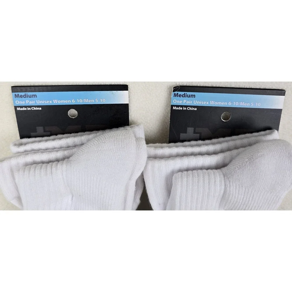 MD Compression Socks White Medium‎ Ribbed Cushion Over the Calf 2 Pair Swelling